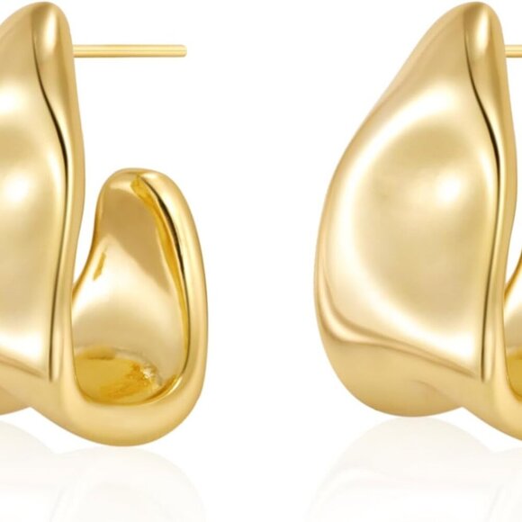 Jewelry - Chunky Gold Stud Earrings 14k Gold Plated Hypoallergenic Trendy Jewelry Gifts